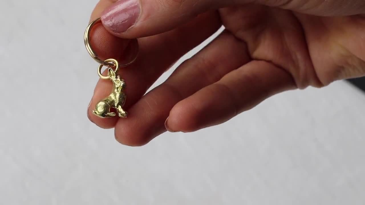 Tiny Rabbit Charm Keyring, Rabbit Keychain, Miniature Rabbit