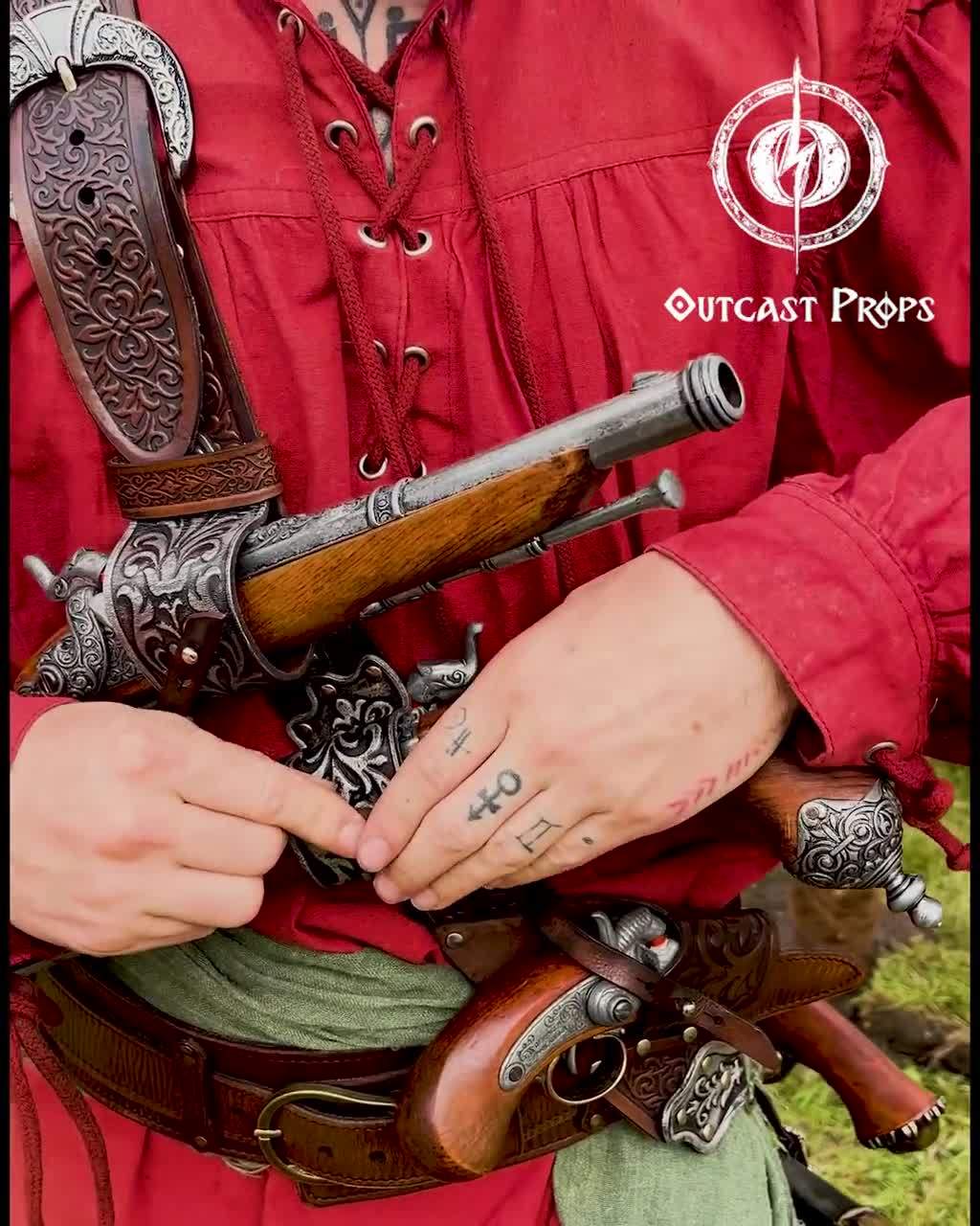 Pirate Baldric Flintlock Holster Pirate Costume Bandolier Gun Belt