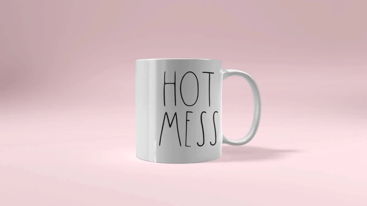 Rae Dunn HOT MESS Mug - Pink interior - ceramic - very  rare!: Coffee Cups & Mugs