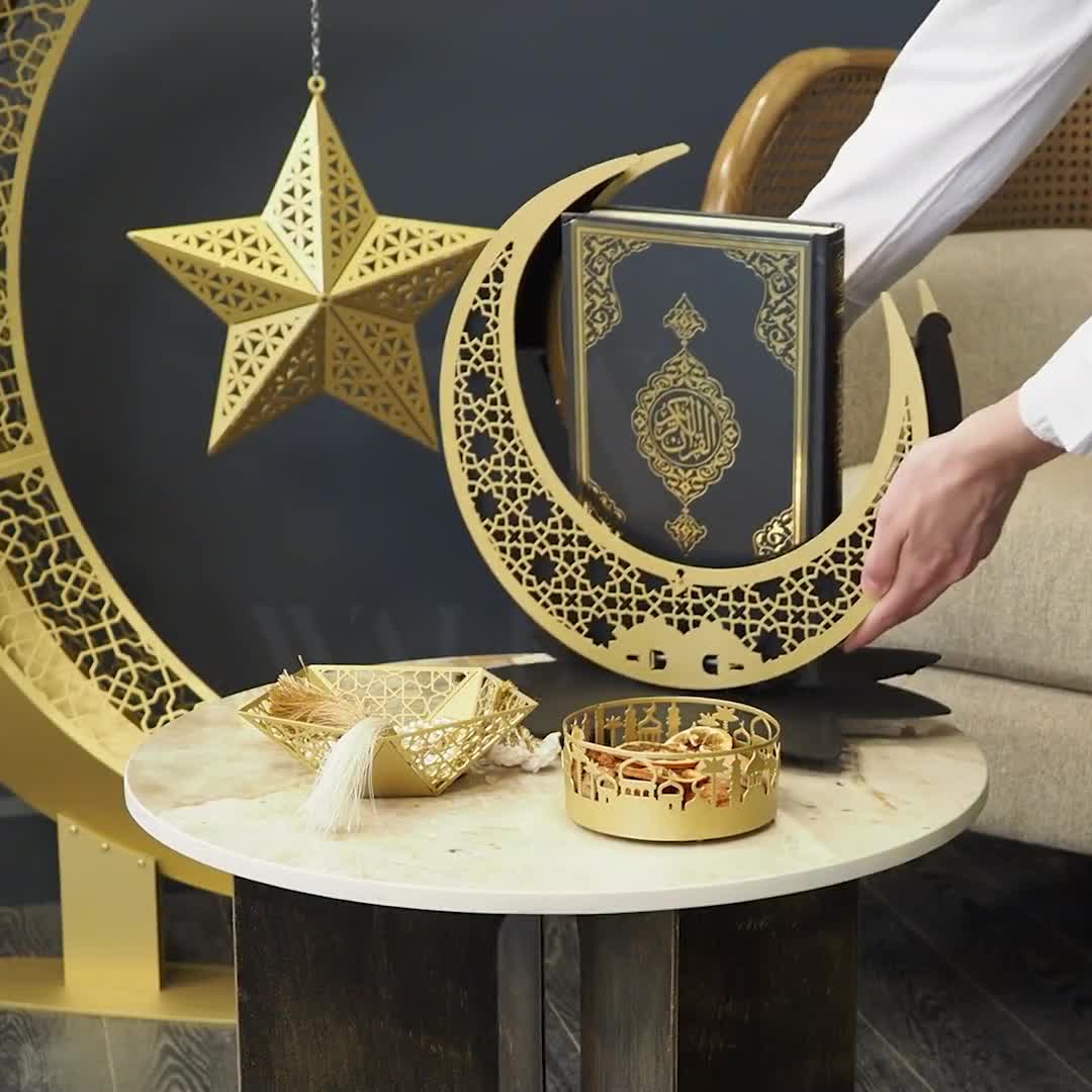 Lot de 3 décorations pour le Ramadan - Décoration en métal Ramadan