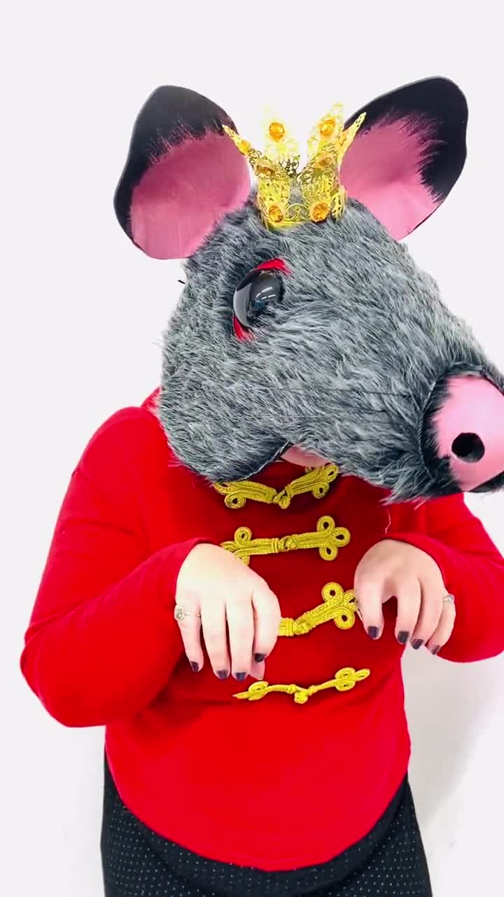 ネズミの頭、マウスキング、くるみ割り人形のコスチューム、金の王冠