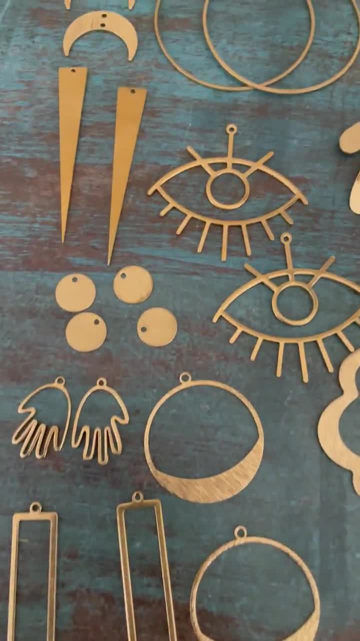 Bohemian Earrings Set,Brass Charms, Raw Brass Earring Findings