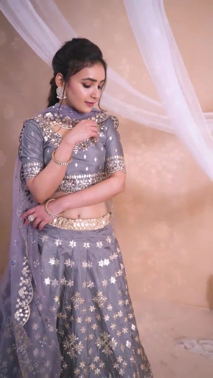 Ready to wear mirror work silk indian wedding party wear sabyasachi lehenga choli for women or girls a3mwcj