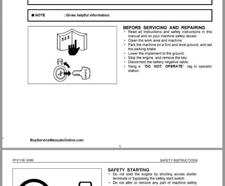 Fits Kubota - RTV1100 Diesel Utility Side By Side Workshop Service Manual - 479 Pages video poster