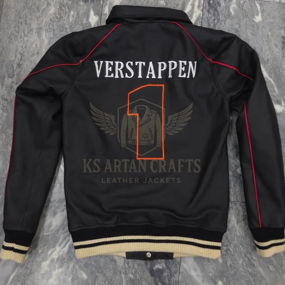 Oracle Red Bull Racing Leather Varsity Jacket | Verstappen #1 F1