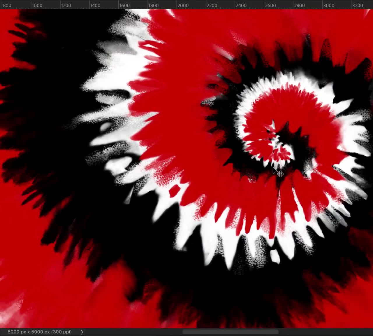Tie Dye Designs: 3 Red and Black Spirals 