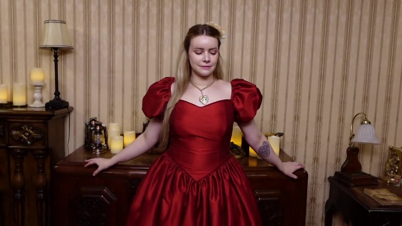 damsel in a dress red dress Fun facts about Damsel in this Dress: -I started this company officially when I was 18. However, I had been making and sewing costumes on ebay since I was 16! -This year