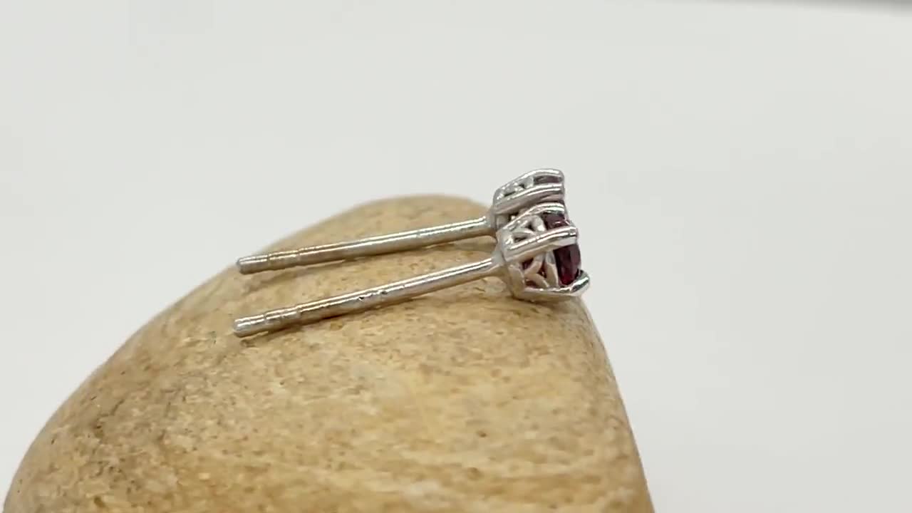 Tiny Garnet Stud Filigree Earring January Birthstone Gift