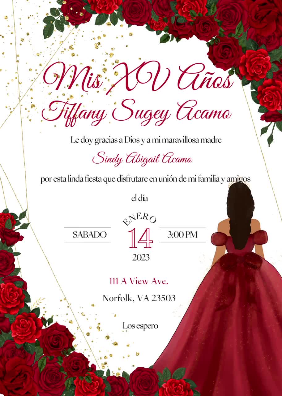 Red Roses Red Dress Invitation