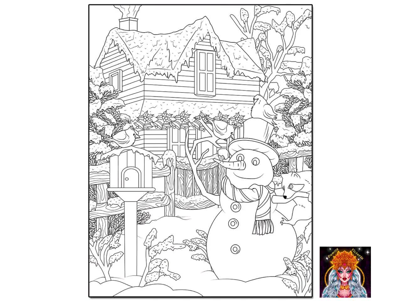 Relaxing Winter Coloring Book For Adults: 50 carefully chosen