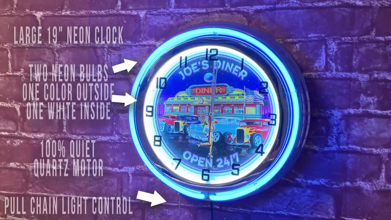 1950s Hot Rod Diner Neon Clock: Custom Retro Wall Decor - Etsy