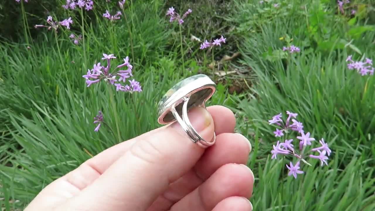 Green rhyolite ring size 7, rainforest jasper ring, sterling silver crystal ring, gift for her, crystal jewellery, green ring, gemstone ring Green rhyolite ring size 7, rainforest jasper ring, sterling silver crystal ring, gift for her, crystal jewellery, green ring, gemstone ring