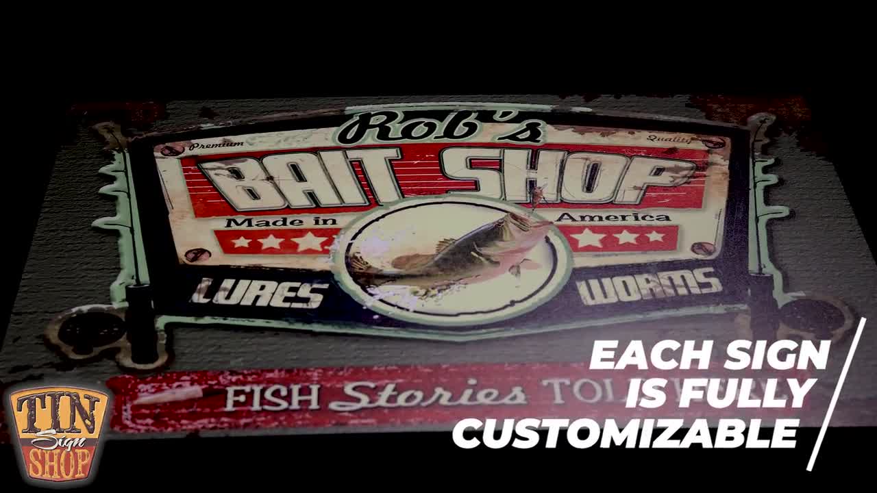 Vintage Fishing Sign FREE Personalization 
