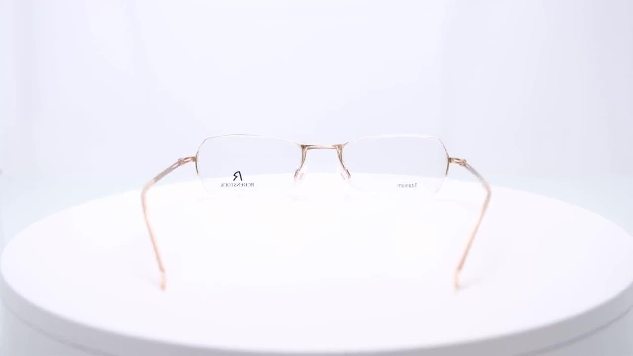 Rodenstock Vintage Eyeglasses, Rectangular, Gold, Half Rim Optical