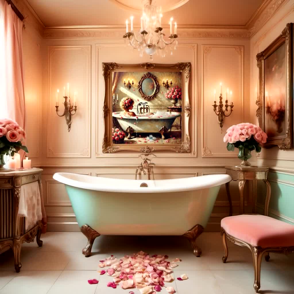 Vintage Bubble Bath Art: Romantic Victorian Bathroom Print