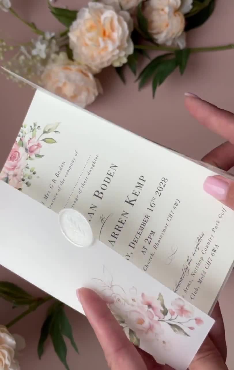 Partecipazioni matrimonio fiori avorio vellum - inviti nozze con carta  traslucida fiori avorio 10 pezzi