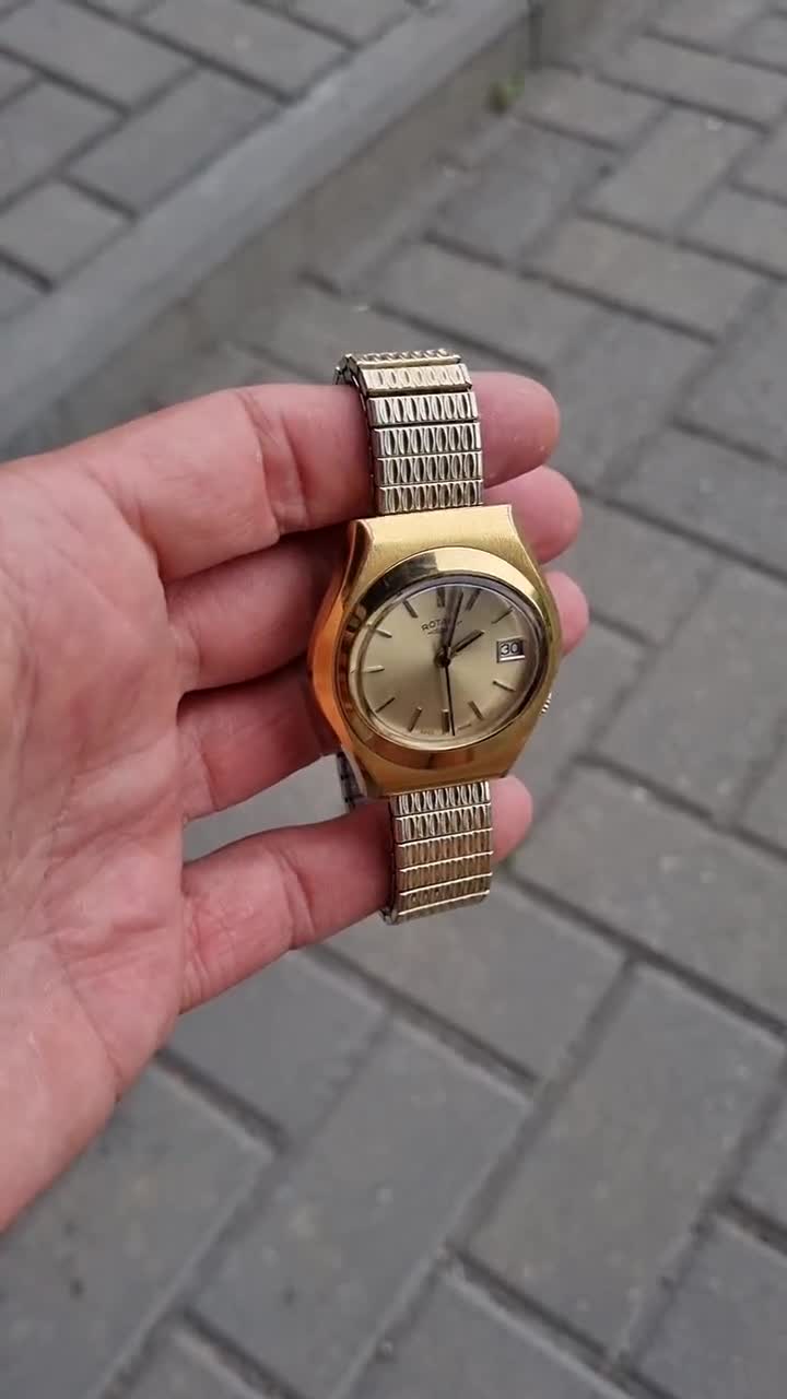 Rare Vintage 1965 Swiss ROTARY Gold Plated Mechanical Men's Watch