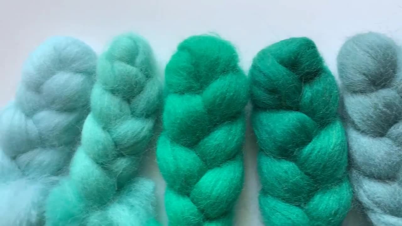 Wool Roving for Needle Felting in Celadon Green, Spring Green, Pastel,  Light Green, Wet Felting, Spinning, Chunky Yarn, DIY 