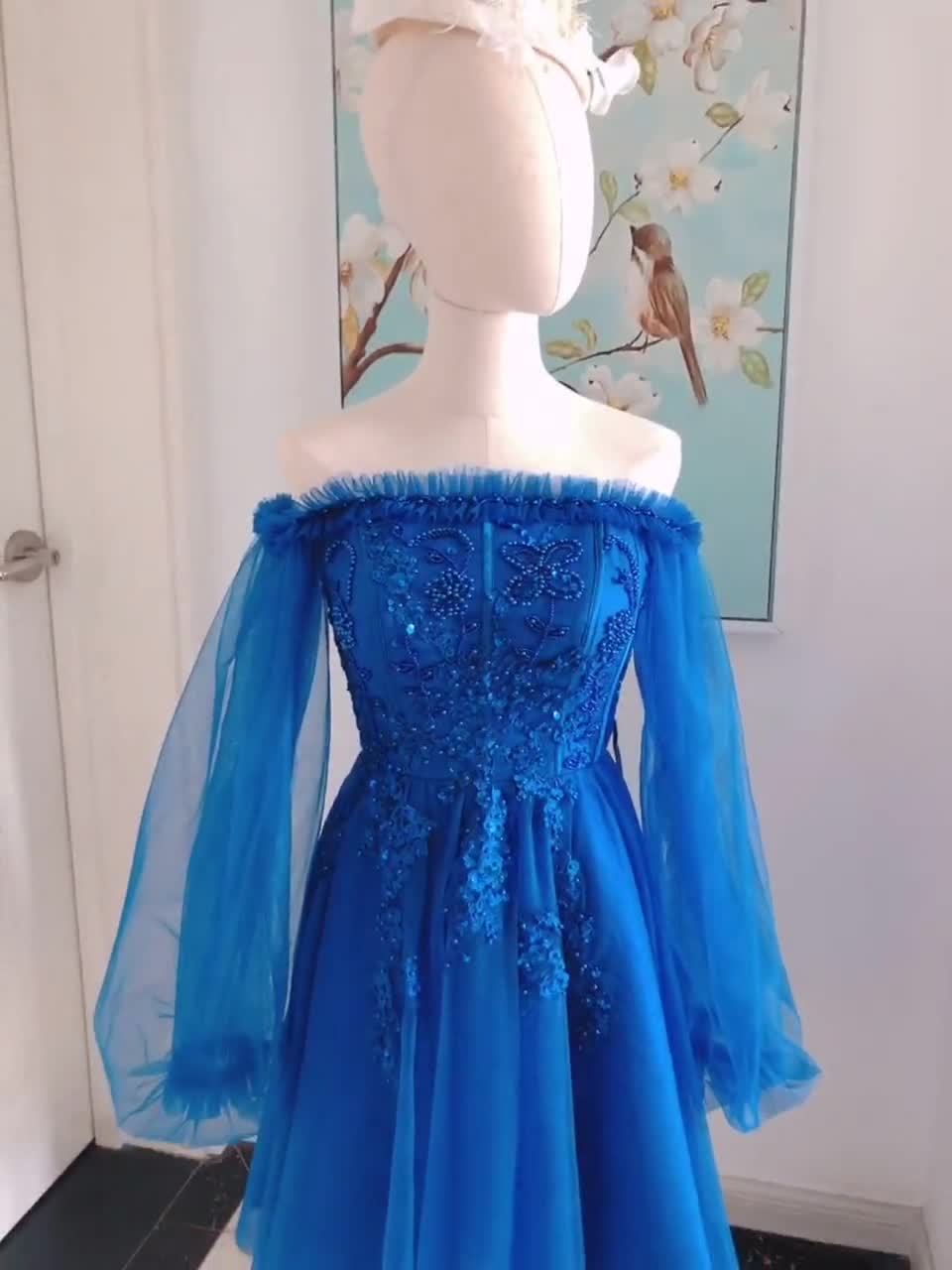 Blue off the new arrivals shoulder homecoming dress