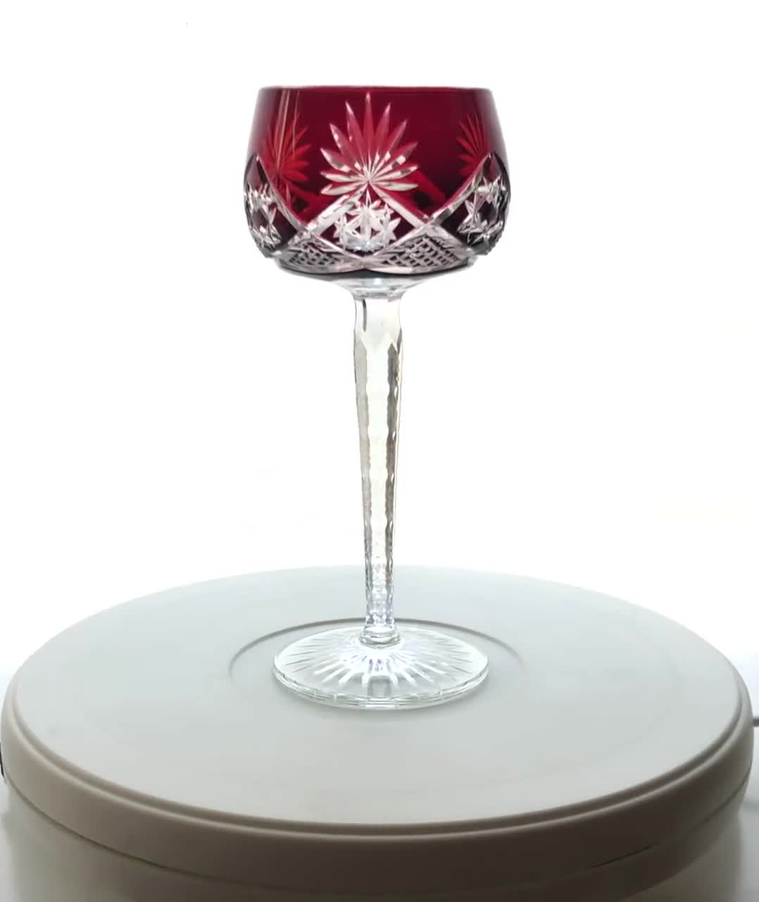 アンティーク レッド ルビー ワイングラス ゴブレット ホック カット