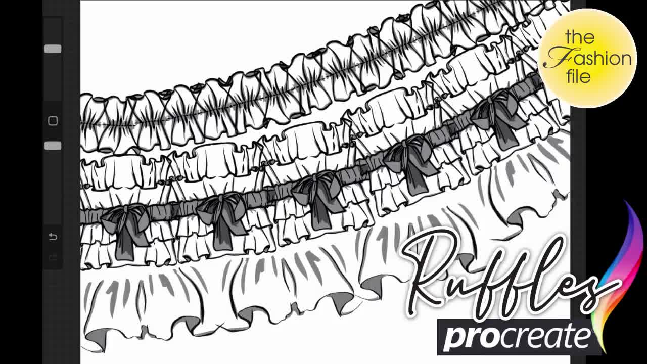 105 PROCREATE RUFFLE BRUSHES Pleats Shirring Smocking Gathers Frills Gowns  Sketch Drawing Fashion Design Technical Flats Brush Anime Manga 