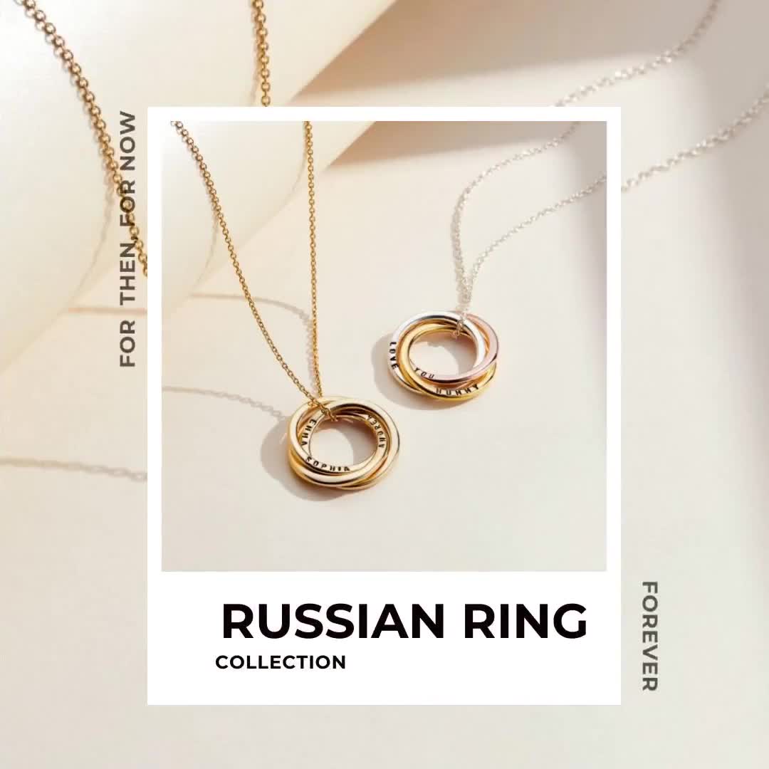 Personalised Russian Ring Necklace | Personalised Necklace with 6 Chil –  IfShe UK