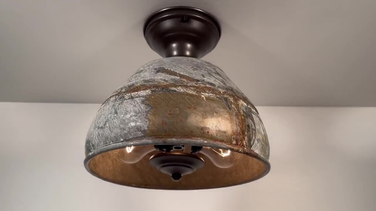 Rustic Bucket Farmhouse Ceiling Light Galvanized Lighting Fixture
