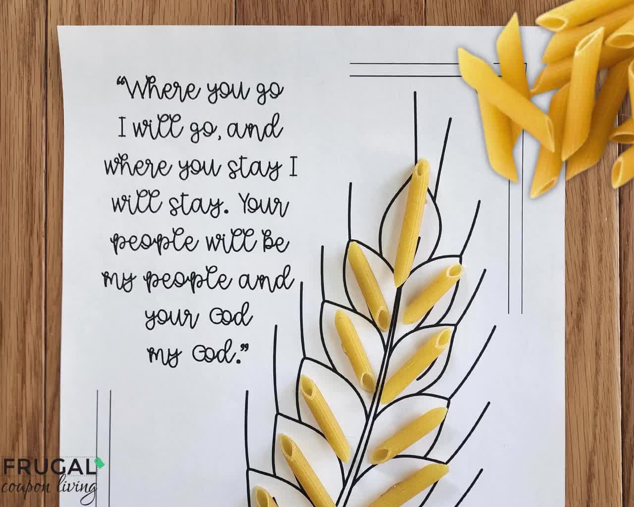 Ruth Pasta Art, Old Testament Ruth Craft for Kids, Book of Ruth Activity, Lineage of Jesus, "Where You Go, I Will Go" Ruth 1:16 video poster