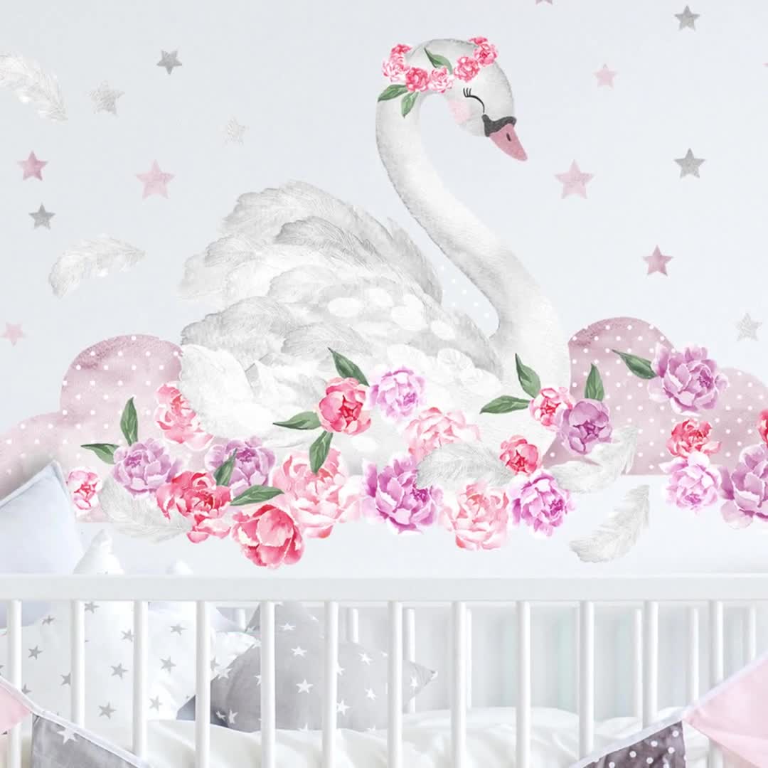 Cigno da parete 3d Oggetto Decoration Bebe Bambino Camera Da Letto Sospensione Ornamento Ragazza Compleanno Regalo Busto Animali Deco SW002