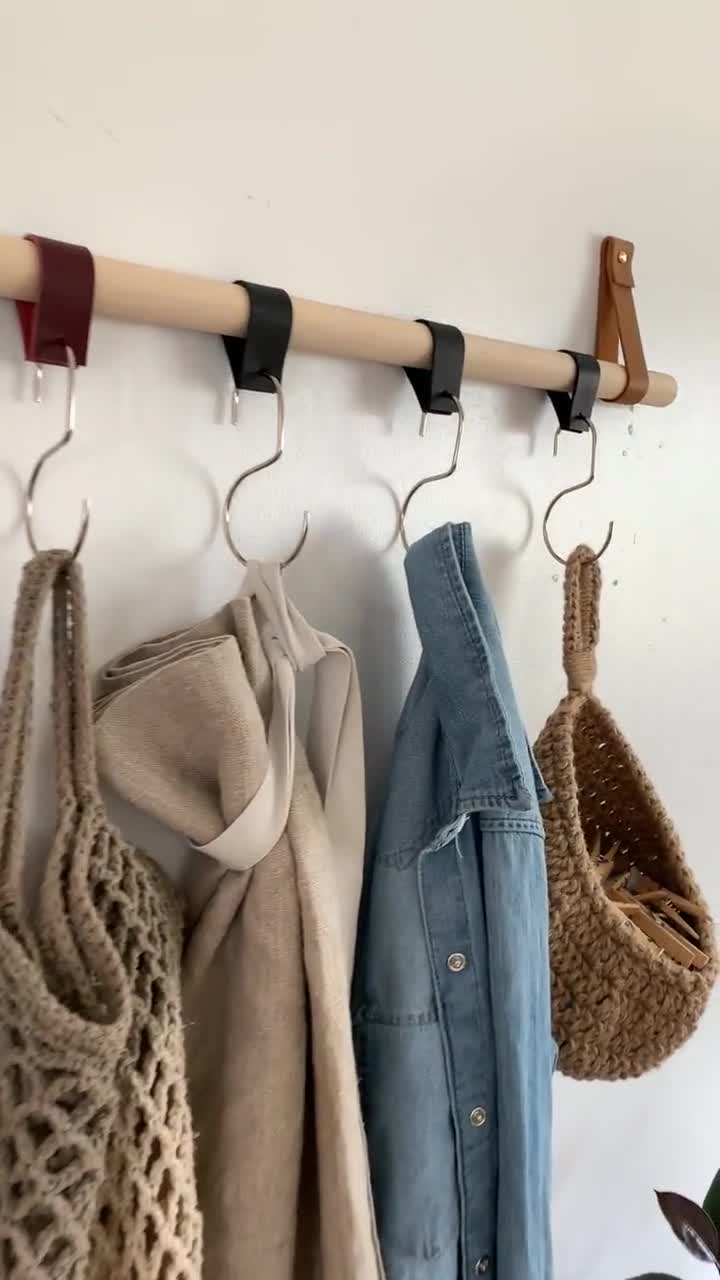 Leather S Hooks Black Metal Utensil Hangers Loop Hanger Coat Hook Towel  Holder Hanging Pot & Pan Storage Decorative Loop Over 1 PC 