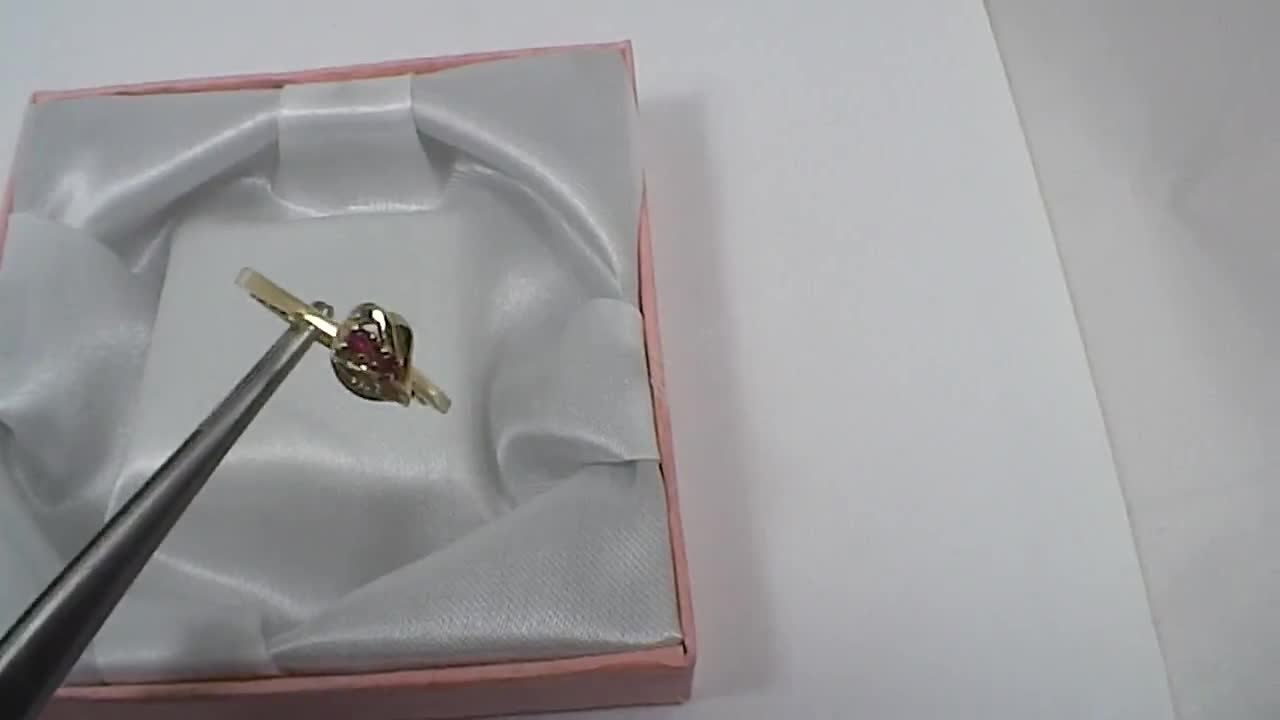 Anillo De Oro Amarillo 14k Con Rubí Redondo
