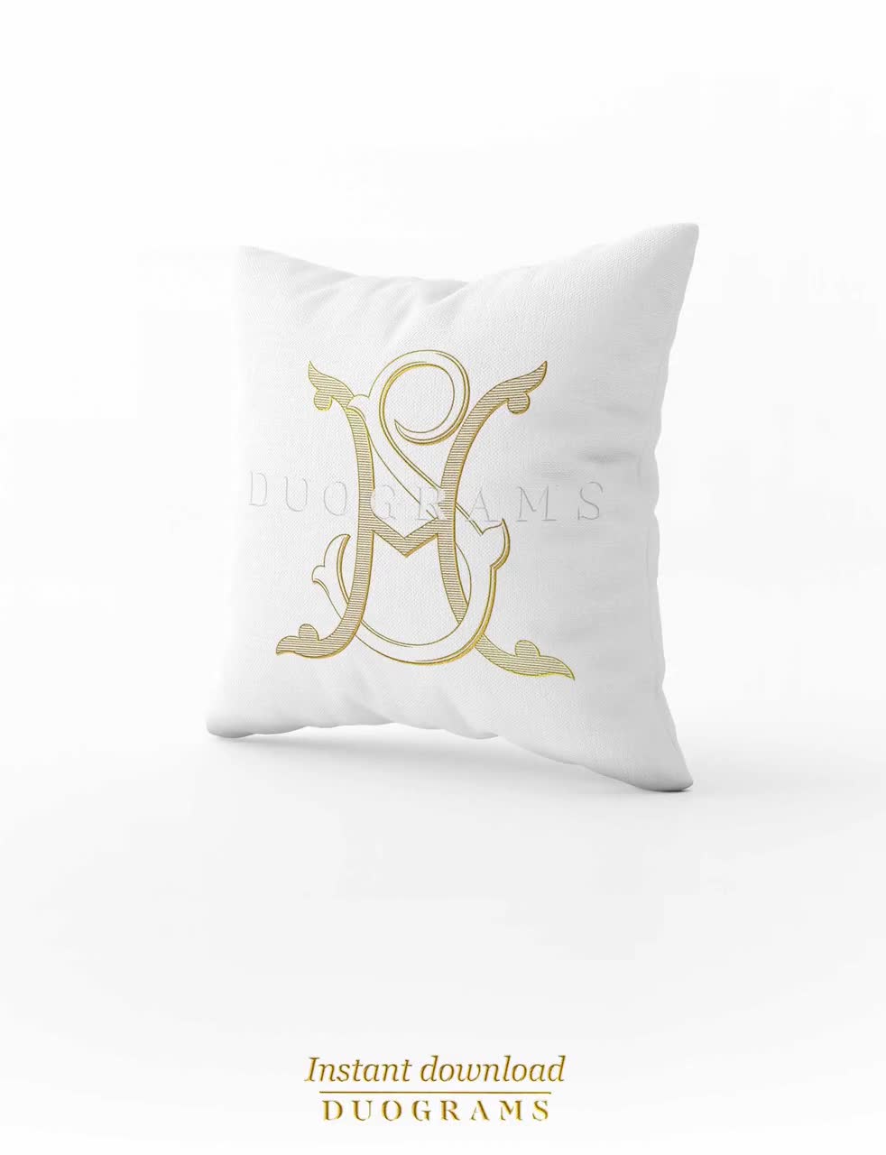 Elegant Wedding Monogram Logo HS or SH 2 Letter Monogram Design