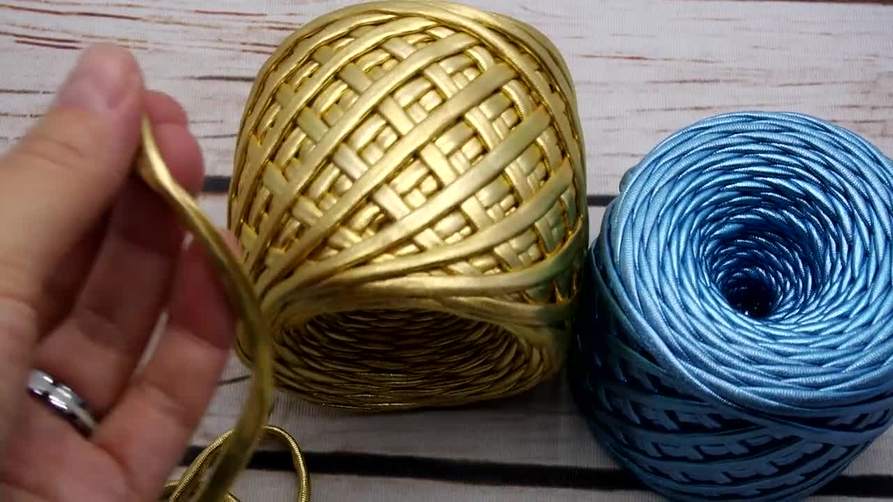 Metallic Yarn Gold Metallic Yarn Glossing Yarn Maccaroni Yarn Crochet  Metallic Yarn Metallic T-shirt Yarn Fiber Jewelry 