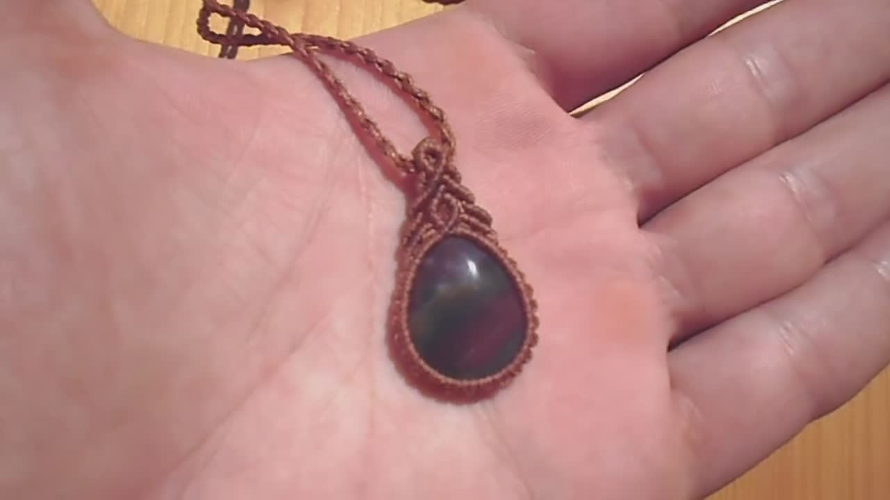 Bloodstone Set in orders Brass Macrame Necklace with Glass Smokey Beads