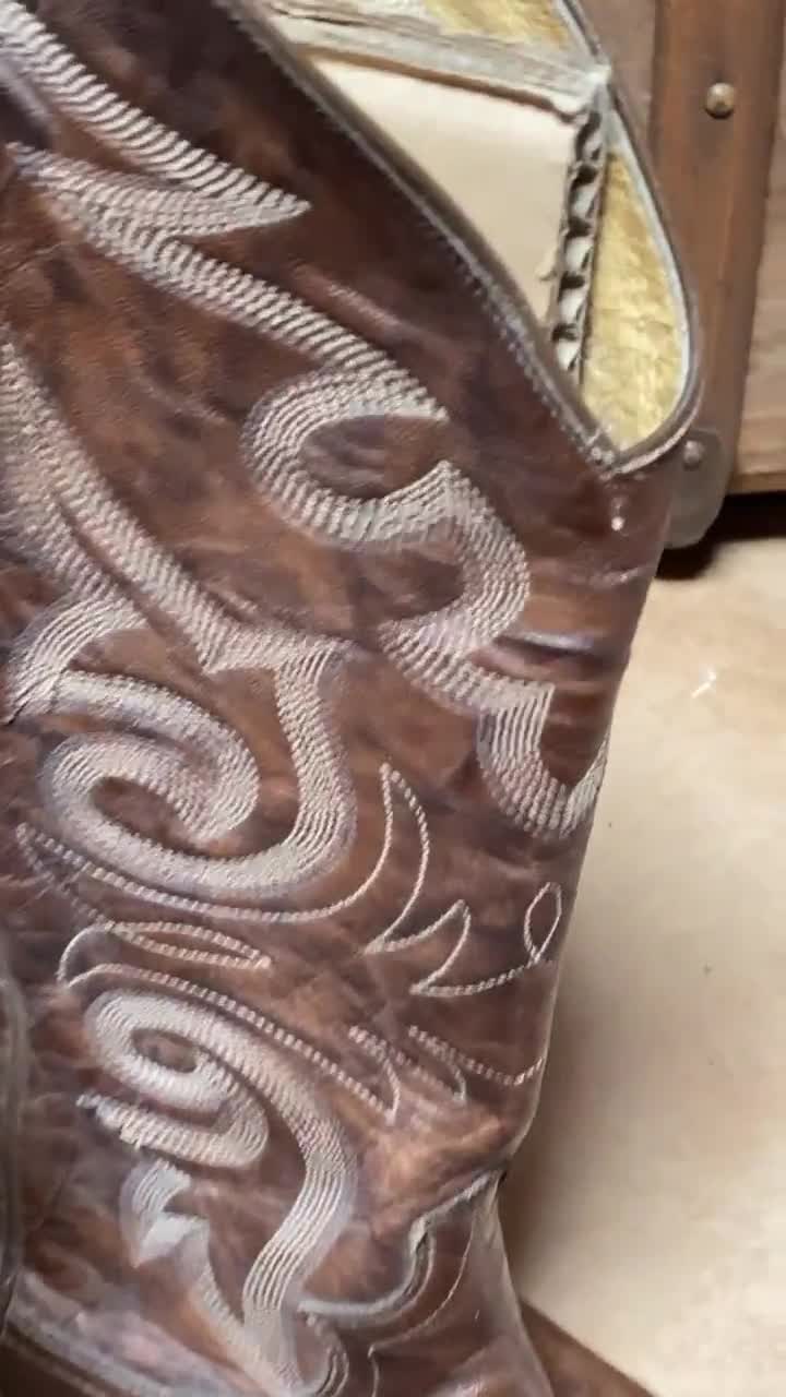 Vintage SANDERS Wester/cowboy Leather Boots-brown-made in Mexico