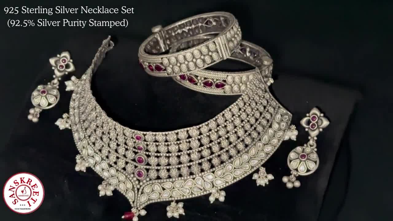 925 Sterling Silver Designer Necklace Set - Design#03 - Etsy