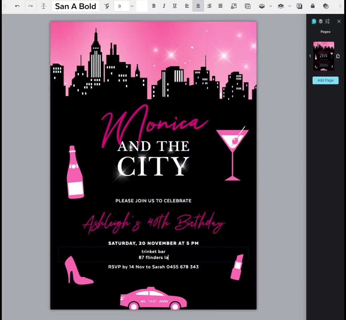 New York City Birthday Invitation Template, Girls Night Out In The Big  Apple, In The City Theme, NYC, Turning 40, Instant Download, SATC