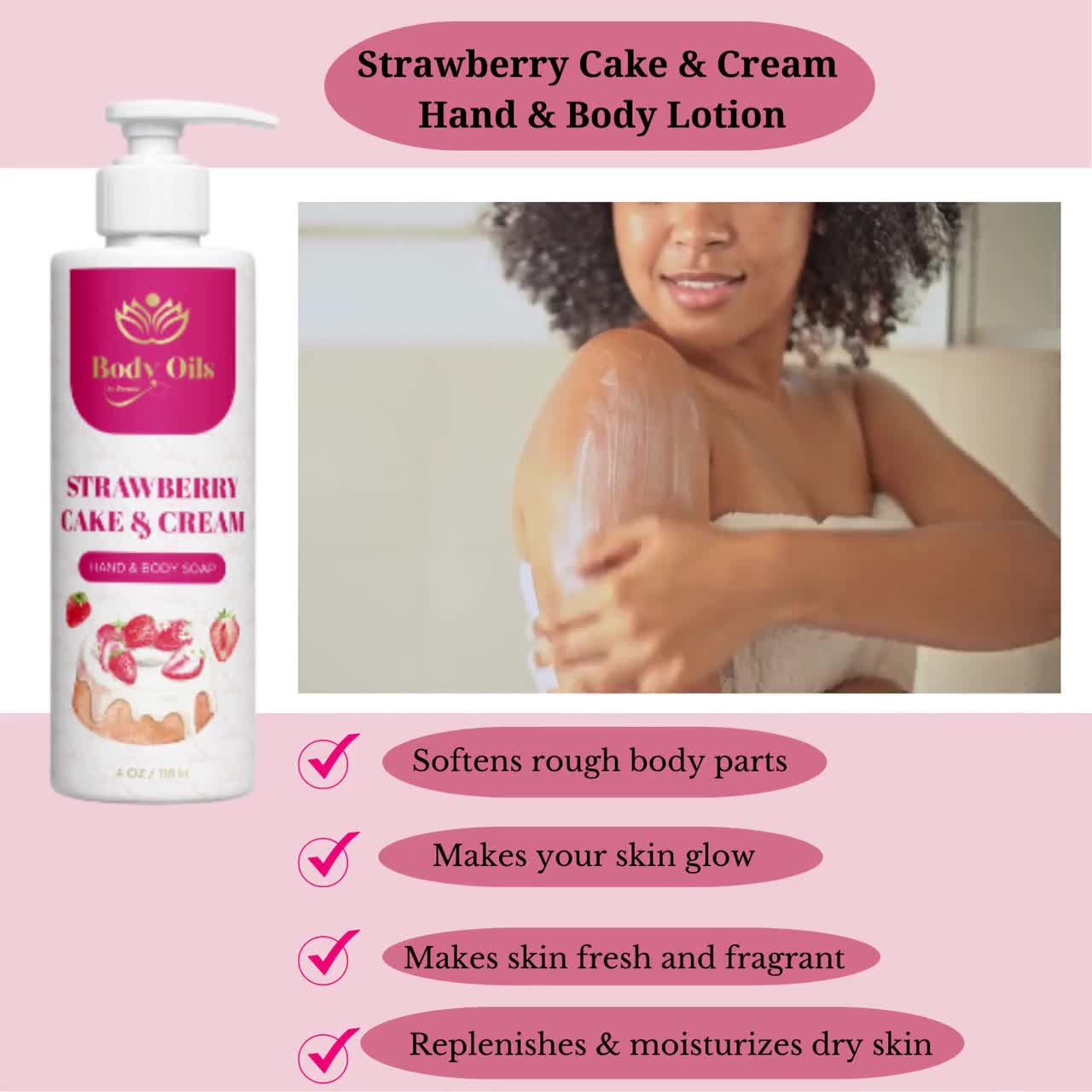Strawberry Shortcake Body Butter, Body Cream, Hair Perfume, Body