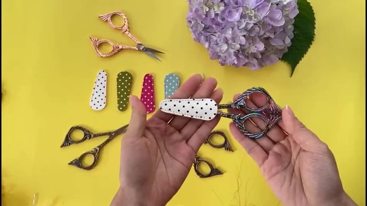 Polka Dot Embroidery Scissor Sheath - Stitched Modern
