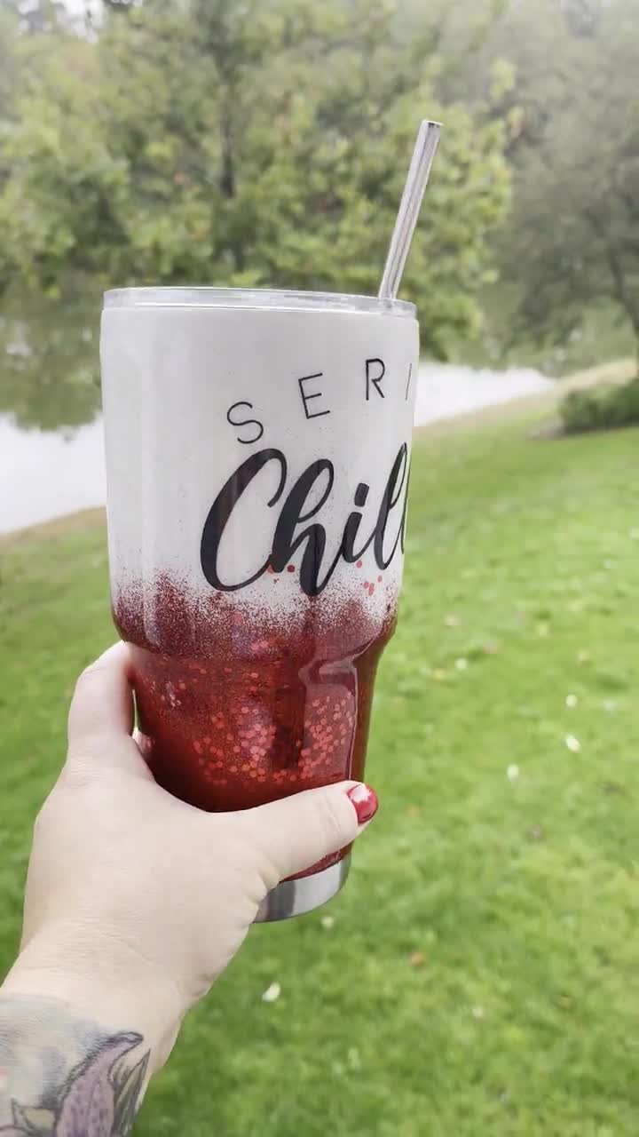 Serial Chiller Stainless Steel Tumbler with Lid and Straw, Cold Case File  tumbler, True Crime Tumbler, glitter tumbler, crime junkie