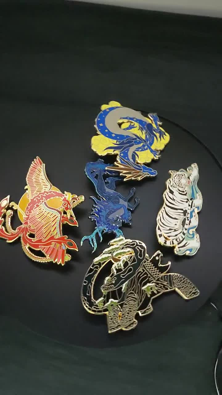 Chinese Dragon deals Head Lapel Pin Hong Kong Chinese Mythology Dragon Tie Pin Tack Silver 3D Design Lanyard Pin Enamel Pin