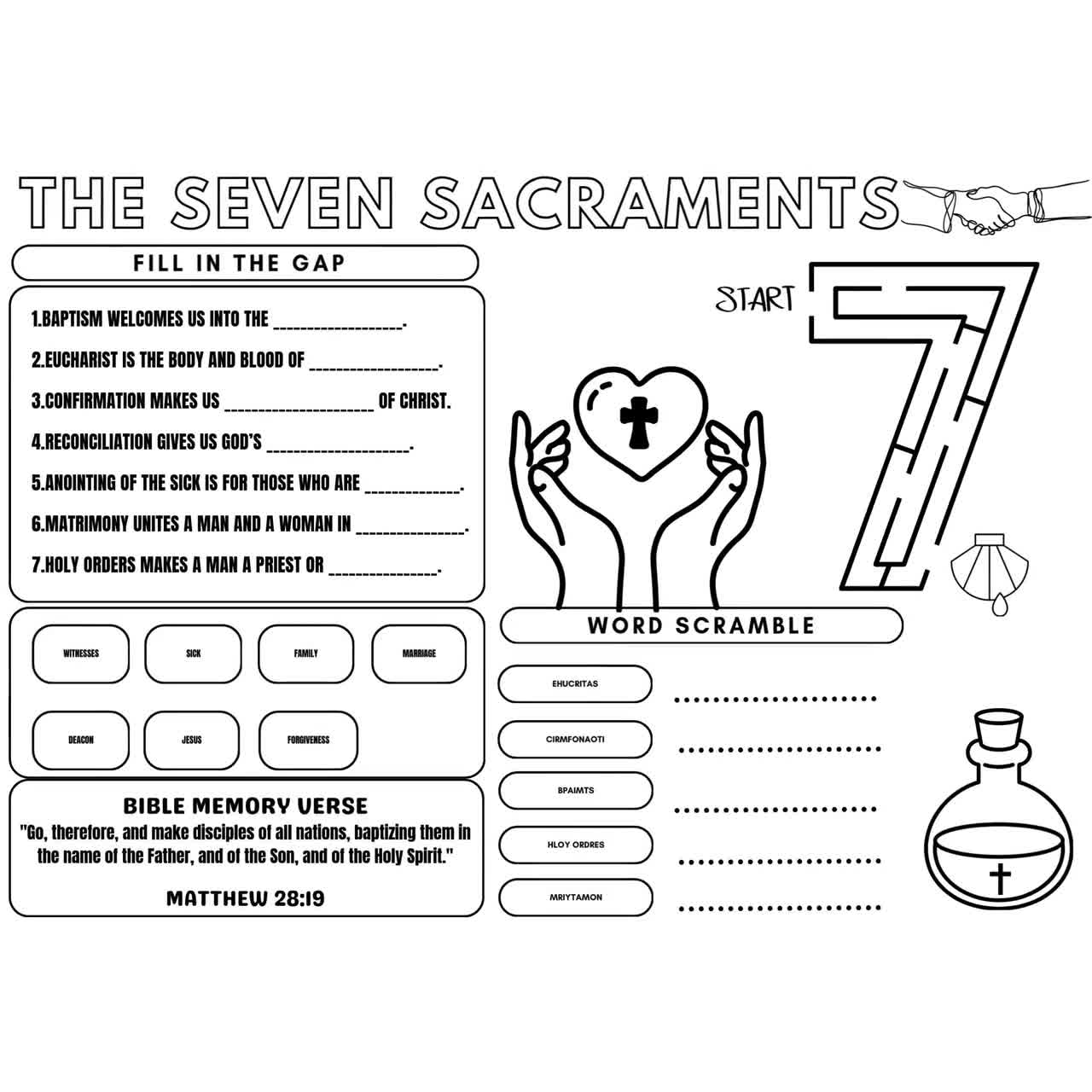 Seven Sacraments Worksheet Catholic Escape Room For Kids: Teach The