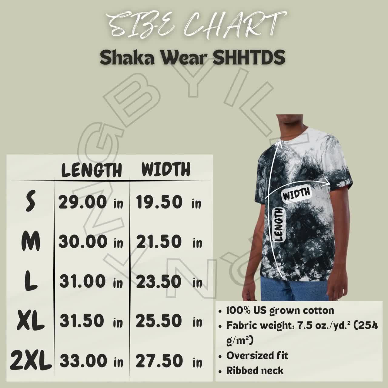 rajabrooke light shaka shirts Lサイズ Shaka Wear SHHTDS Size Chart | Size Chart for Oversized Tie-dye T