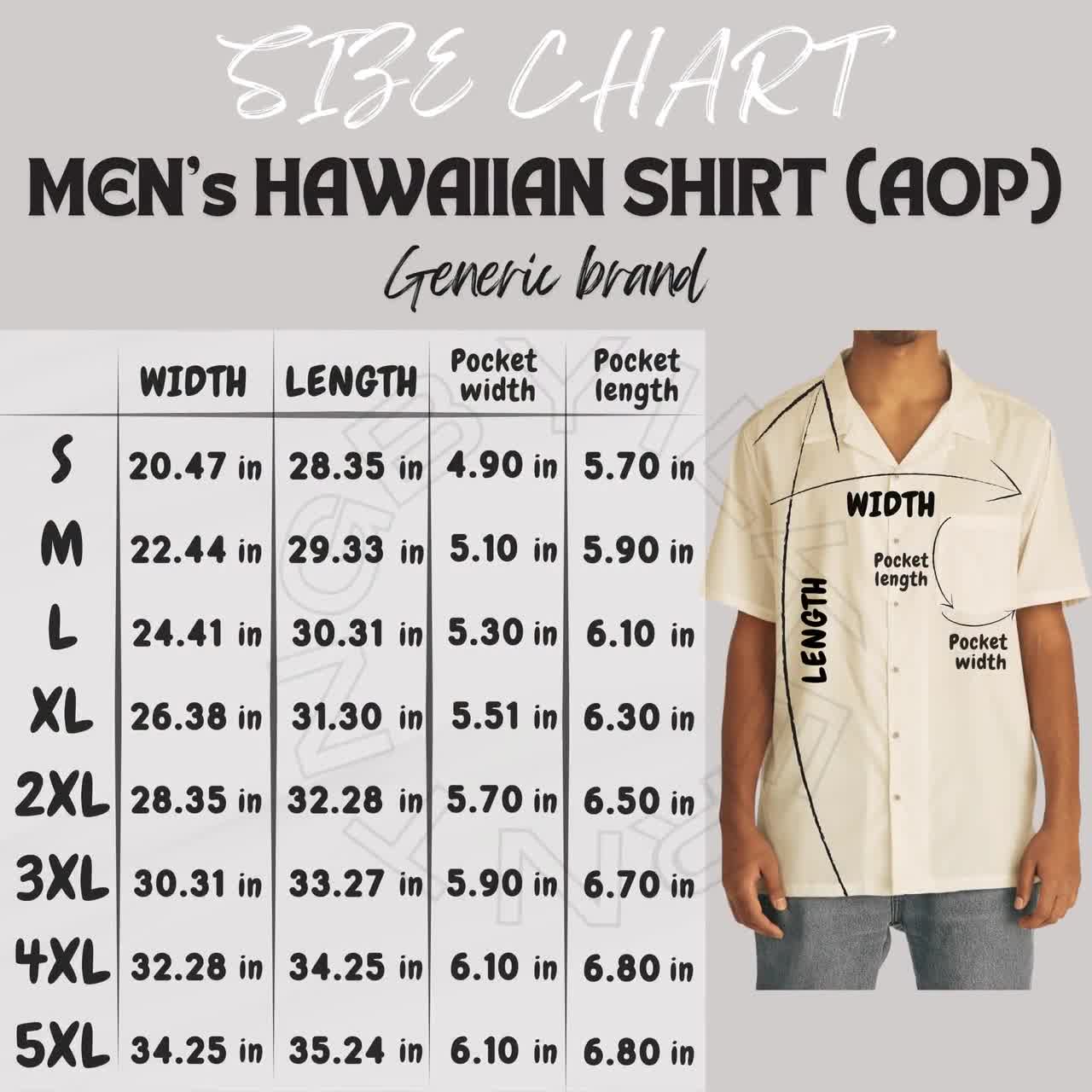 Shirt Size Chart Men's Hawaiian Shirt Size Chart Mens Hawaiian