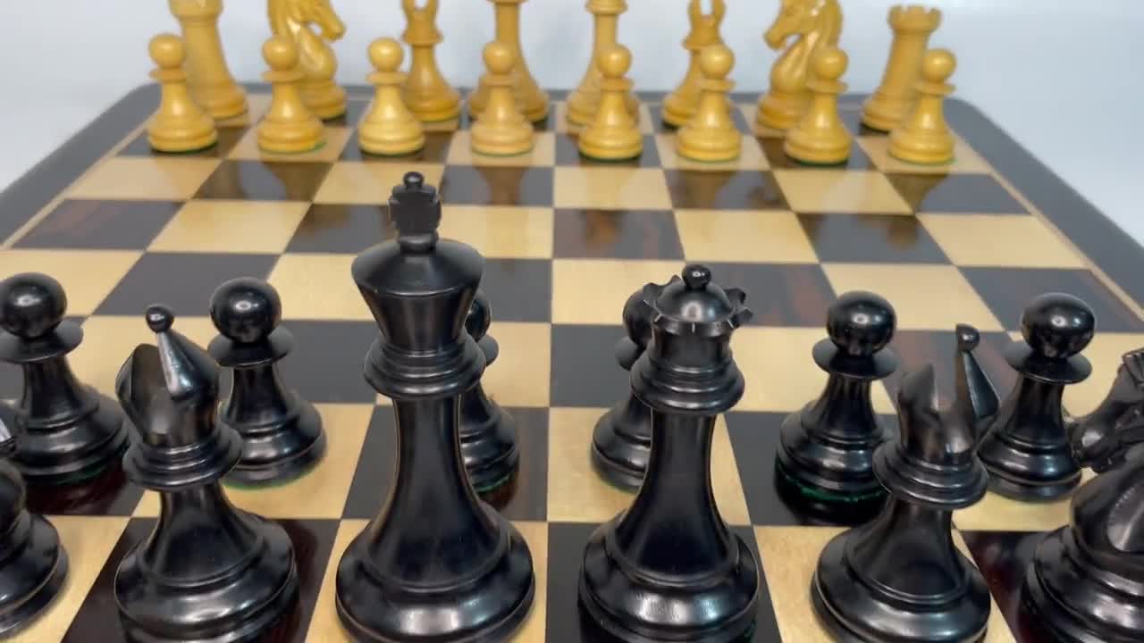 3.75 Ebony Wood Staunton Chess Pieces Set SINQUEFIELD- 2019 St. Louis  Series 4Q