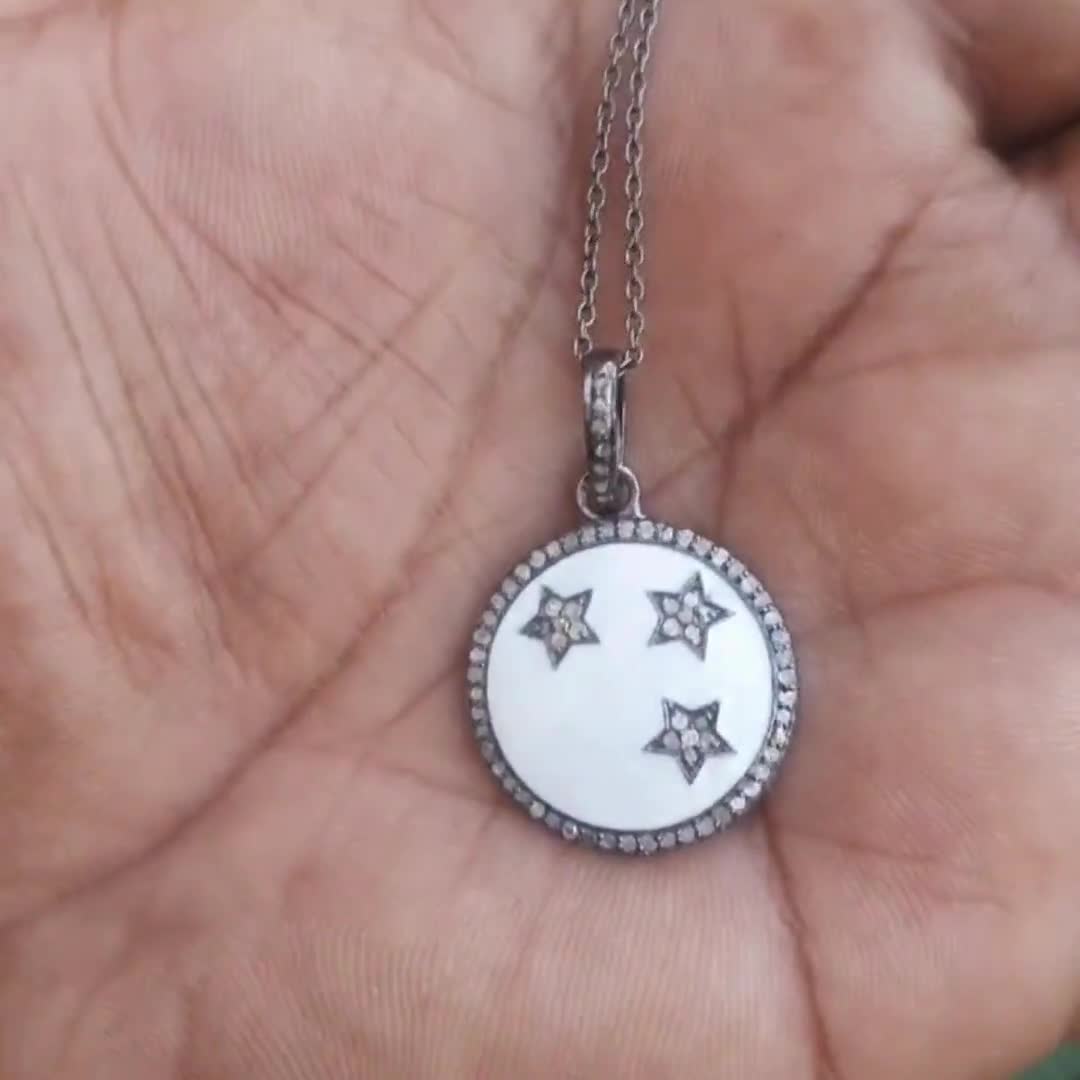 Pendentif étoile Argent Sterling 925 – Pavé De Diamants, Fait Main Inde