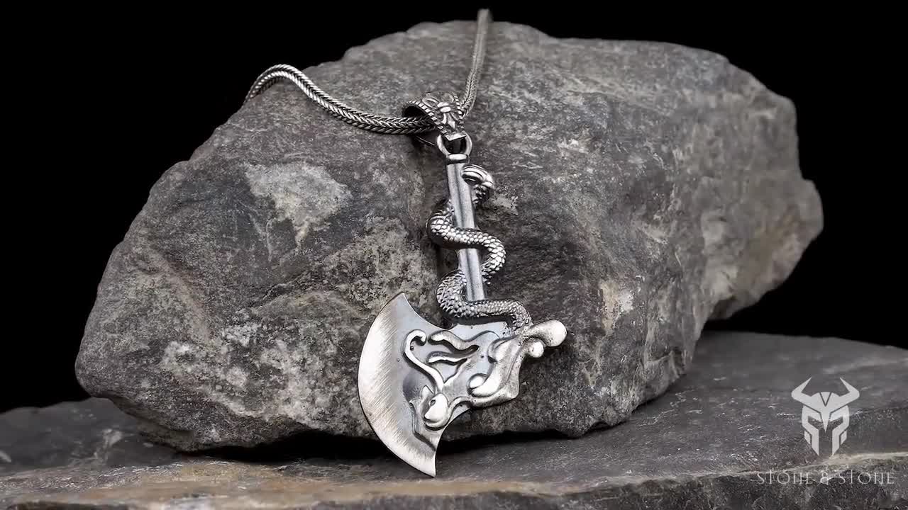 serpent snake and battle axe wax seal necklace - truth and liberty