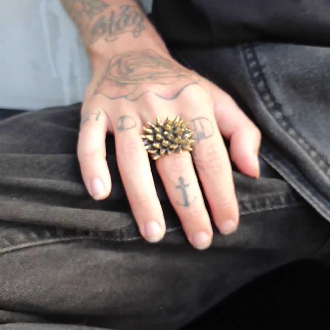 Mens Spike Ring, Mens Jewelry, Spike Jewelry, Punk Ring, Gold