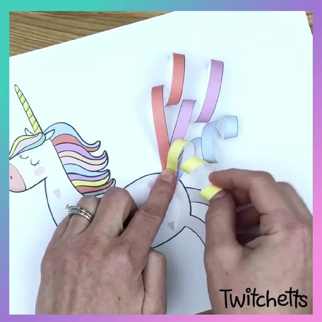 Unicorn Craft for Kids, Easy Printable Craft for Birthday Parties,  Classroom, or Groups. Unicorn Papercraft, Unicorn Tail Craft for Girls. 