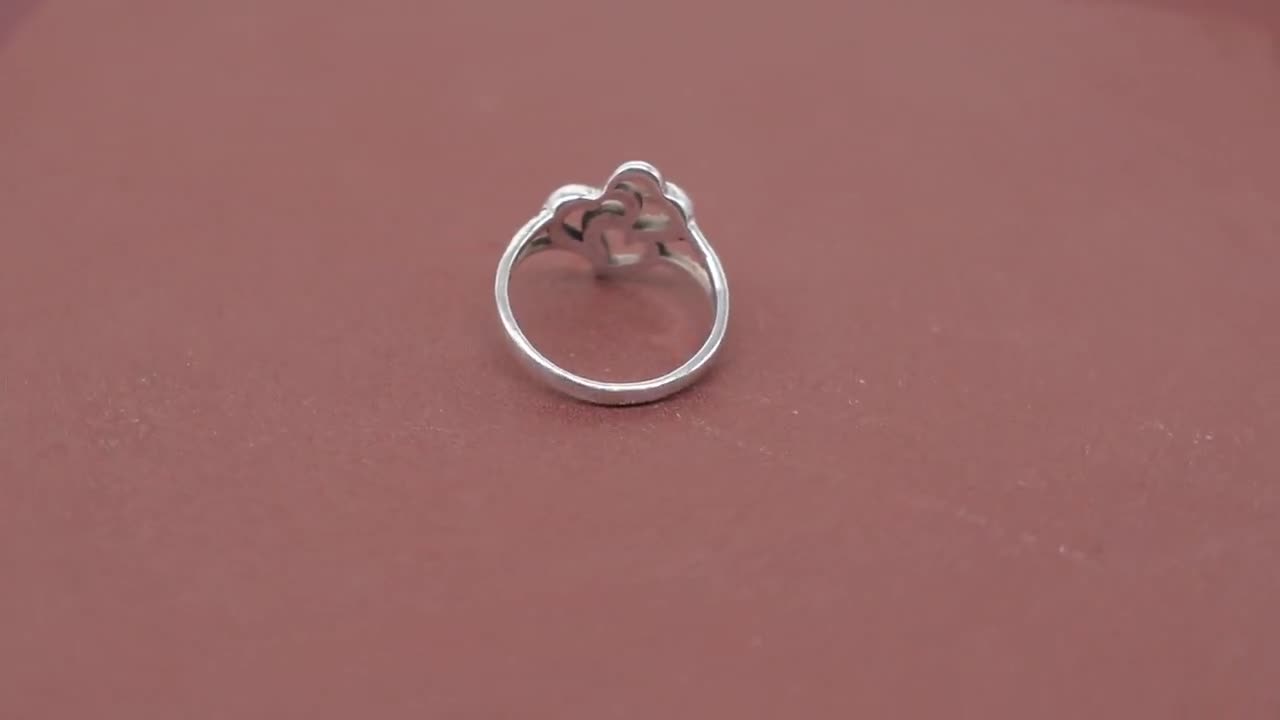 925 Sterling Silver Triple Heart Ring, Triple Heart Shape 925 Sterling Silver Triple Heart Ring, Triple Heart Shape
